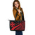 Wallis And Futuna Custom Personalised Large Leather Tote Bag - Red Polynesian Tentacle Tribal Pattern - Polynesian Pride