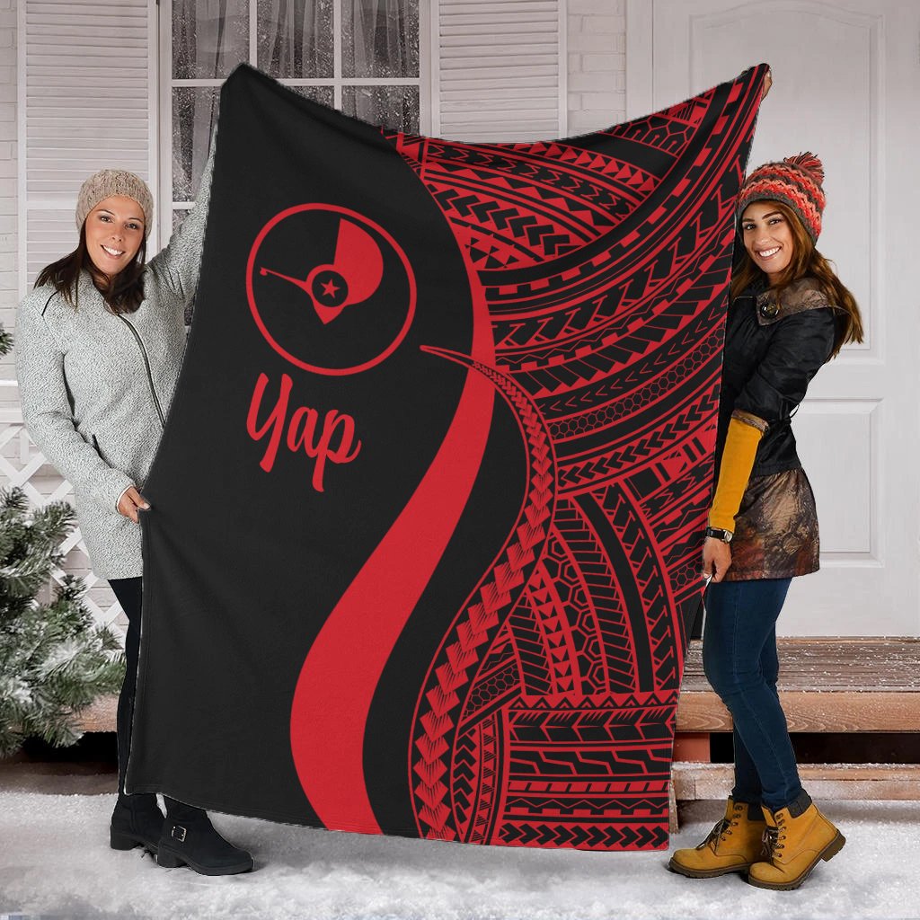 Yap Premium Blanket - Red Polynesian Tentacle Tribal Pattern White - Polynesian Pride