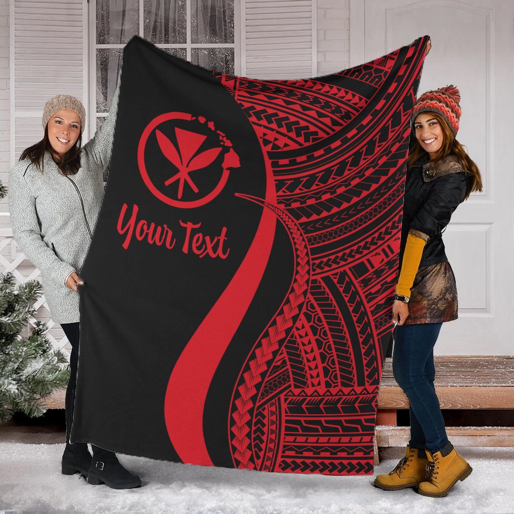 Hawaii Custom Personalised Premium Blanket - Red Polynesian Tentacle Tribal Pattern White - Polynesian Pride