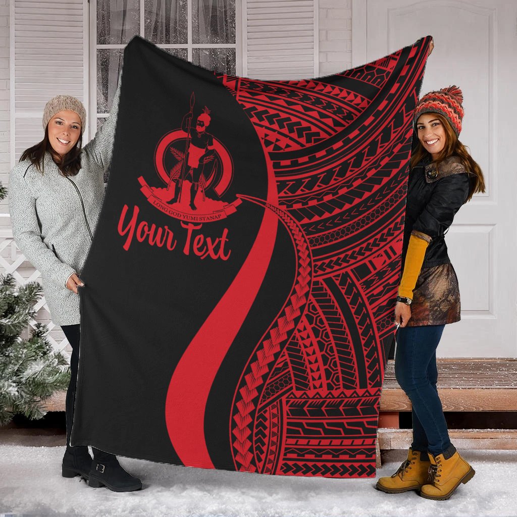 Vanuatu Custom Personalised Premium Blanket - Red Polynesian Tentacle Tribal Pattern White - Polynesian Pride