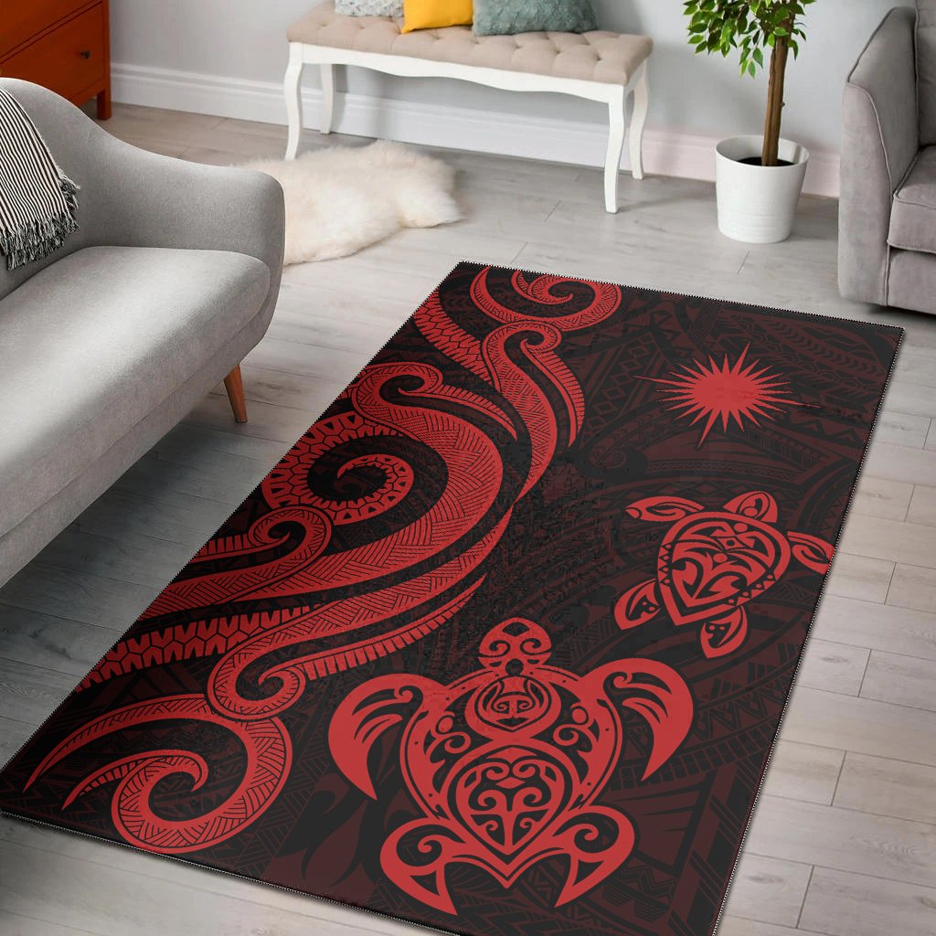 Marshall Islands Area Rug - Red Tentacle Turtle Red - Polynesian Pride