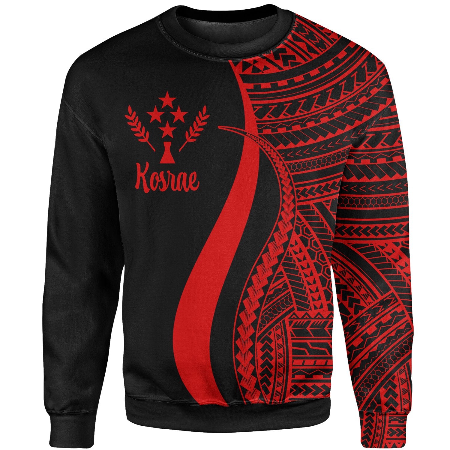 Kosrae Sweatshirt - Red Polynesian Tentacle Tribal Pattern Unisex Red - Polynesian Pride