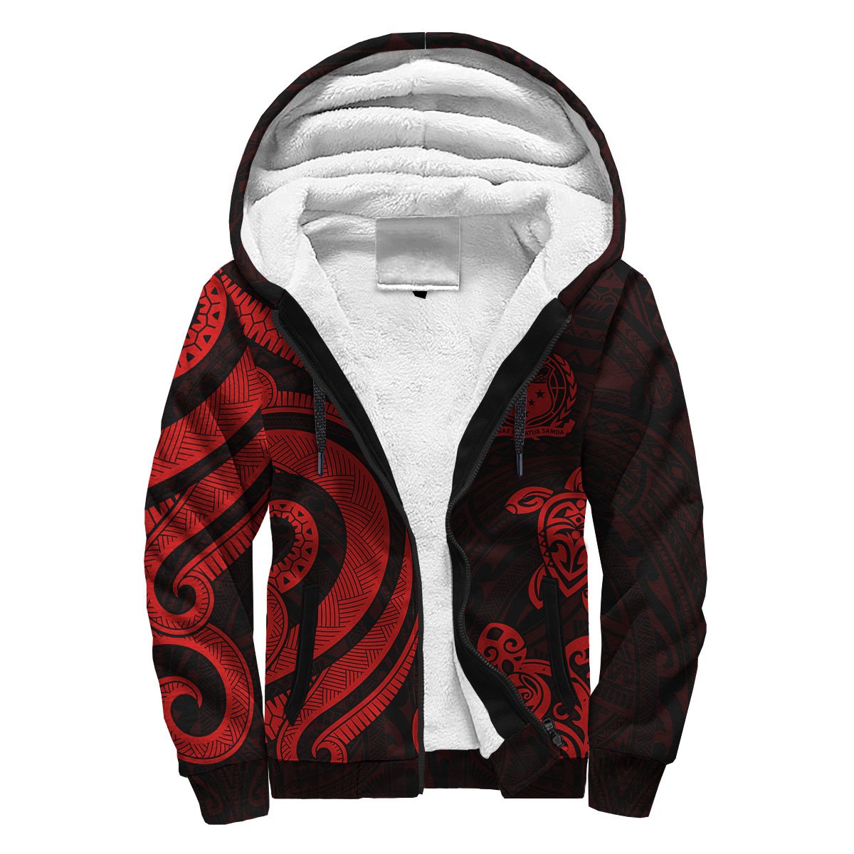 Samoa Sherpa Hoodie - Red Tentacle Turtle Red - Polynesian Pride