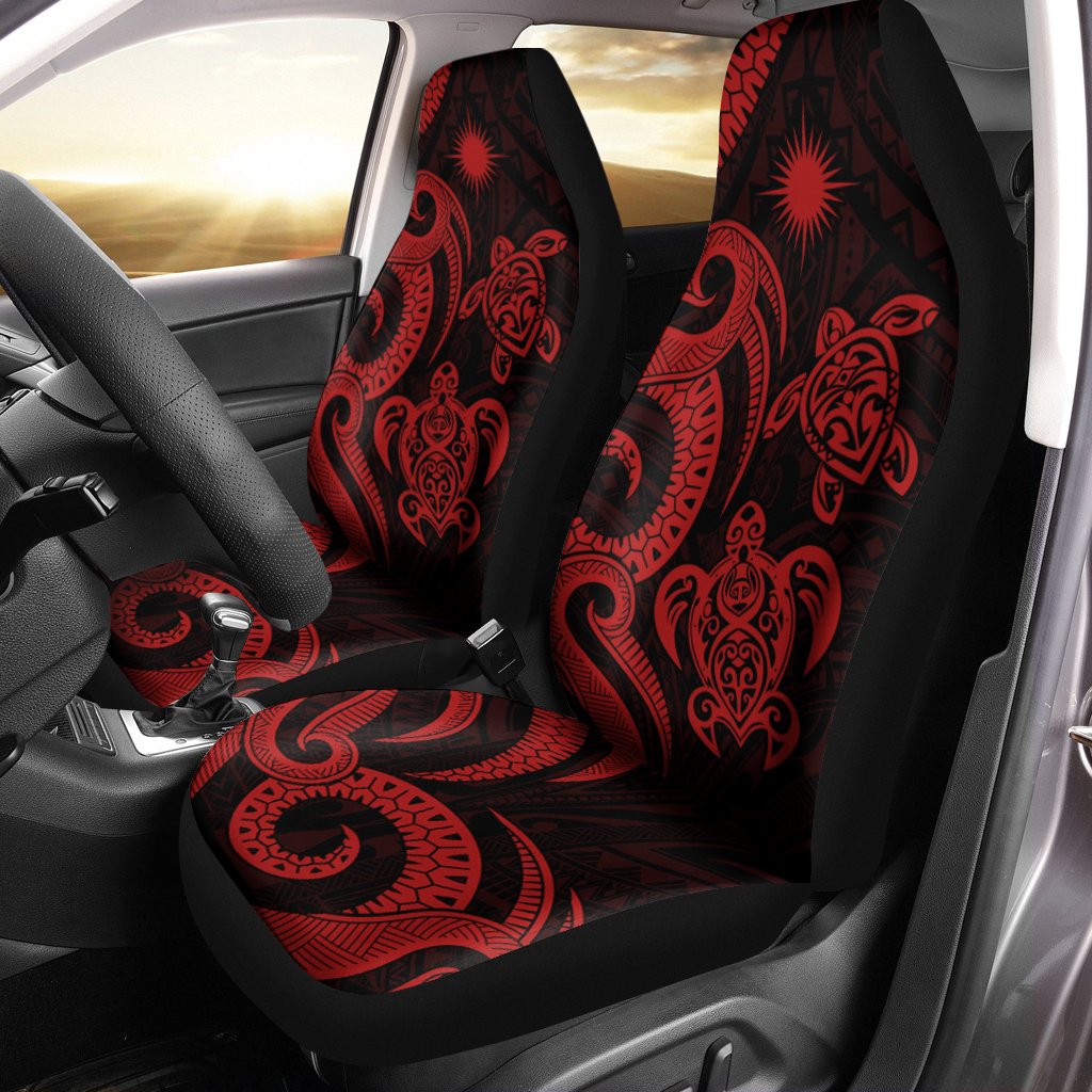 Northern Mariana Islands Car Seat Covers - Red Tentacle Turtle Universal Fit Red - Polynesian Pride