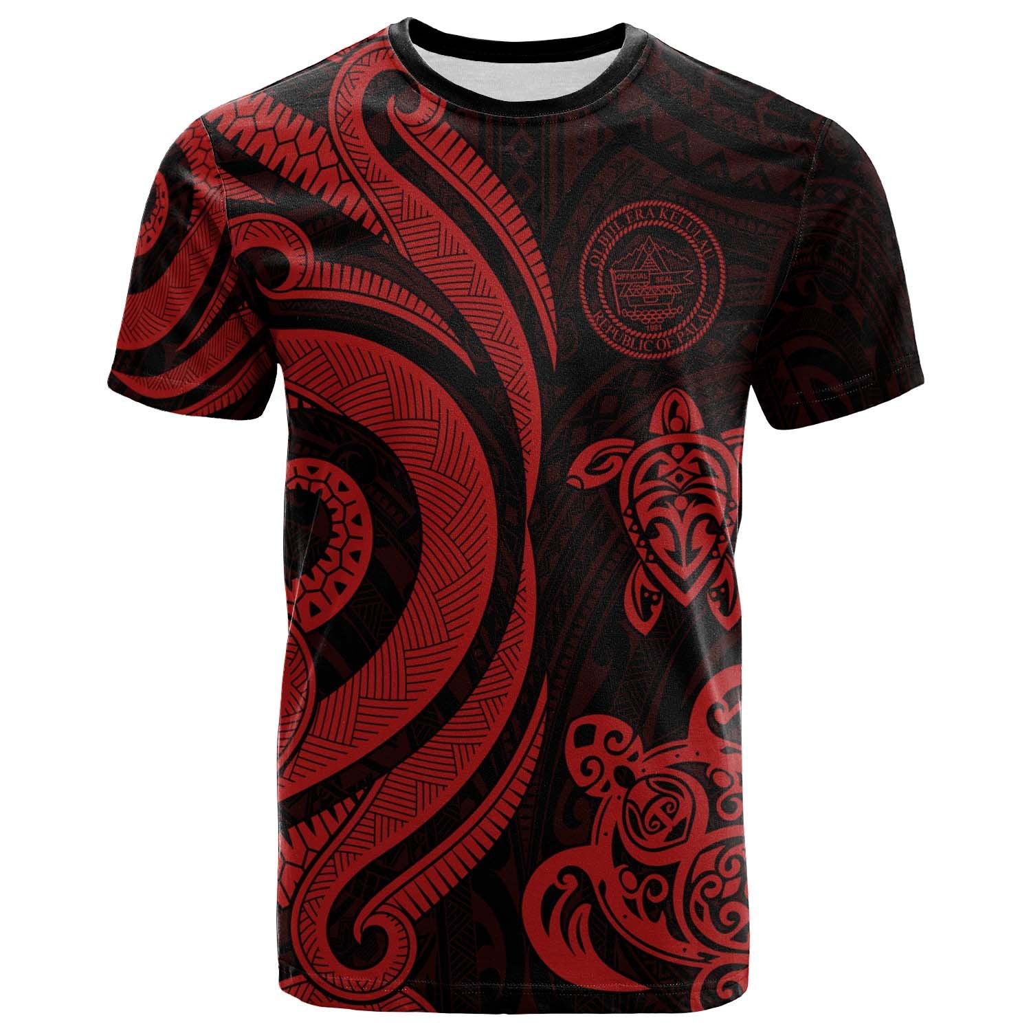 Palau T Shirt Red Tentacle Turtle Unisex Red - Polynesian Pride