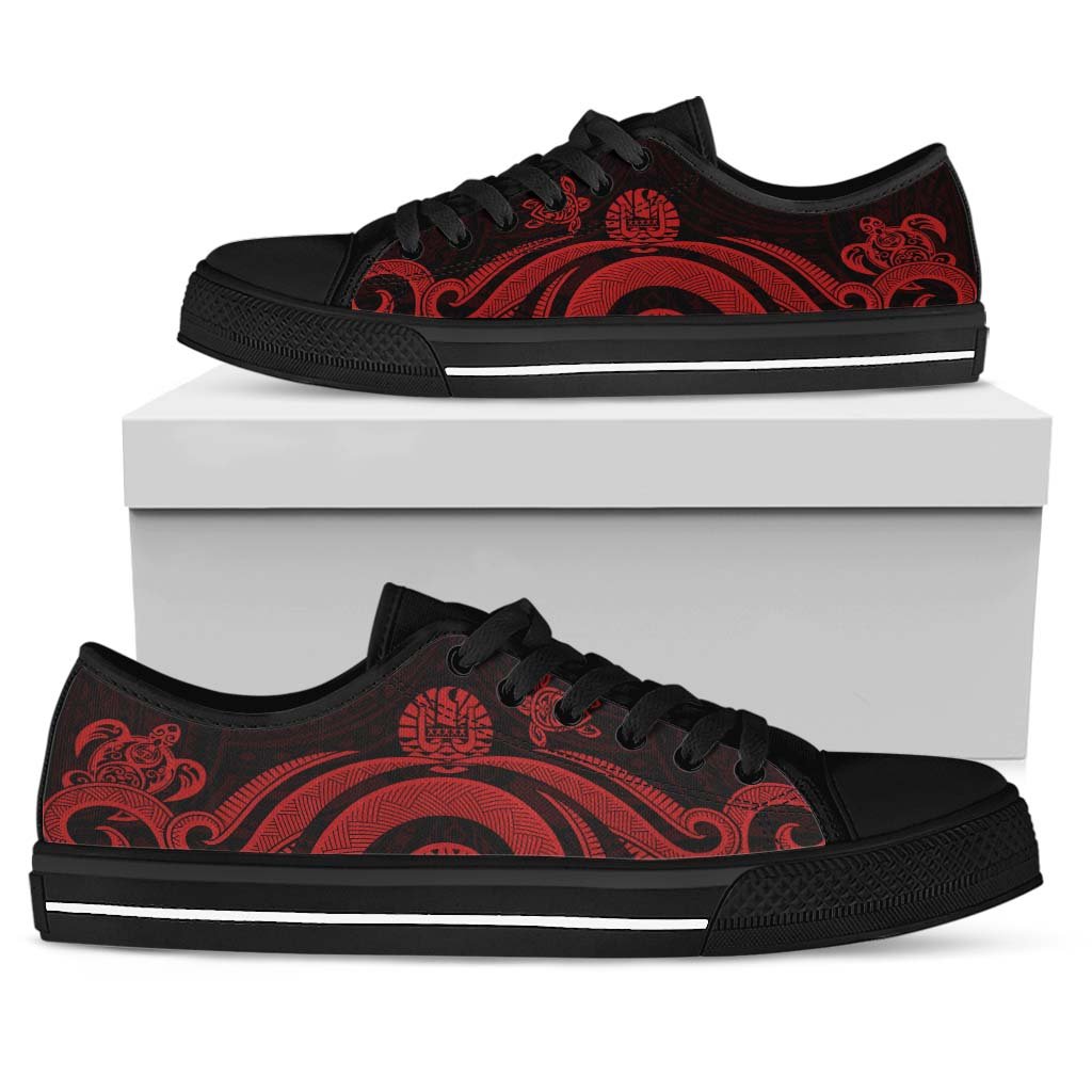 Tahiti Low Top Canvas Shoes - Red Tentacle Turtle White - Polynesian Pride