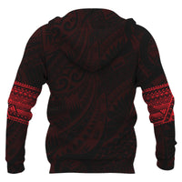 Aotearoa Maori Tattoo All Over Hoodie Red Custom Version - Polynesian Pride
