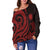 Northern Mariana Islands Women's Off Shoulder Sweater - Red Tentacle Turtle - Polynesian Pride