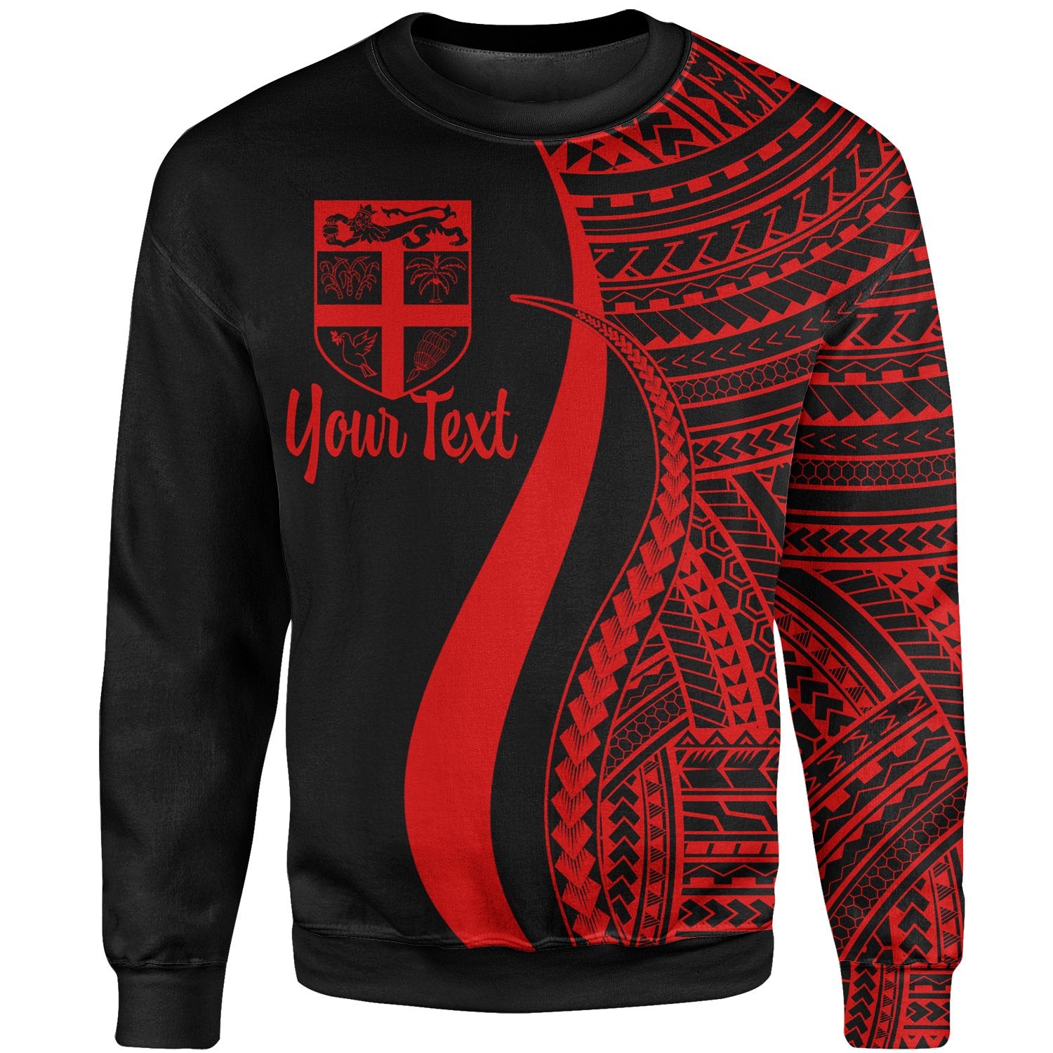 Fiji Custom Personalised Sweatshirt - Red Polynesian Tentacle Tribal Pattern Unisex Red - Polynesian Pride