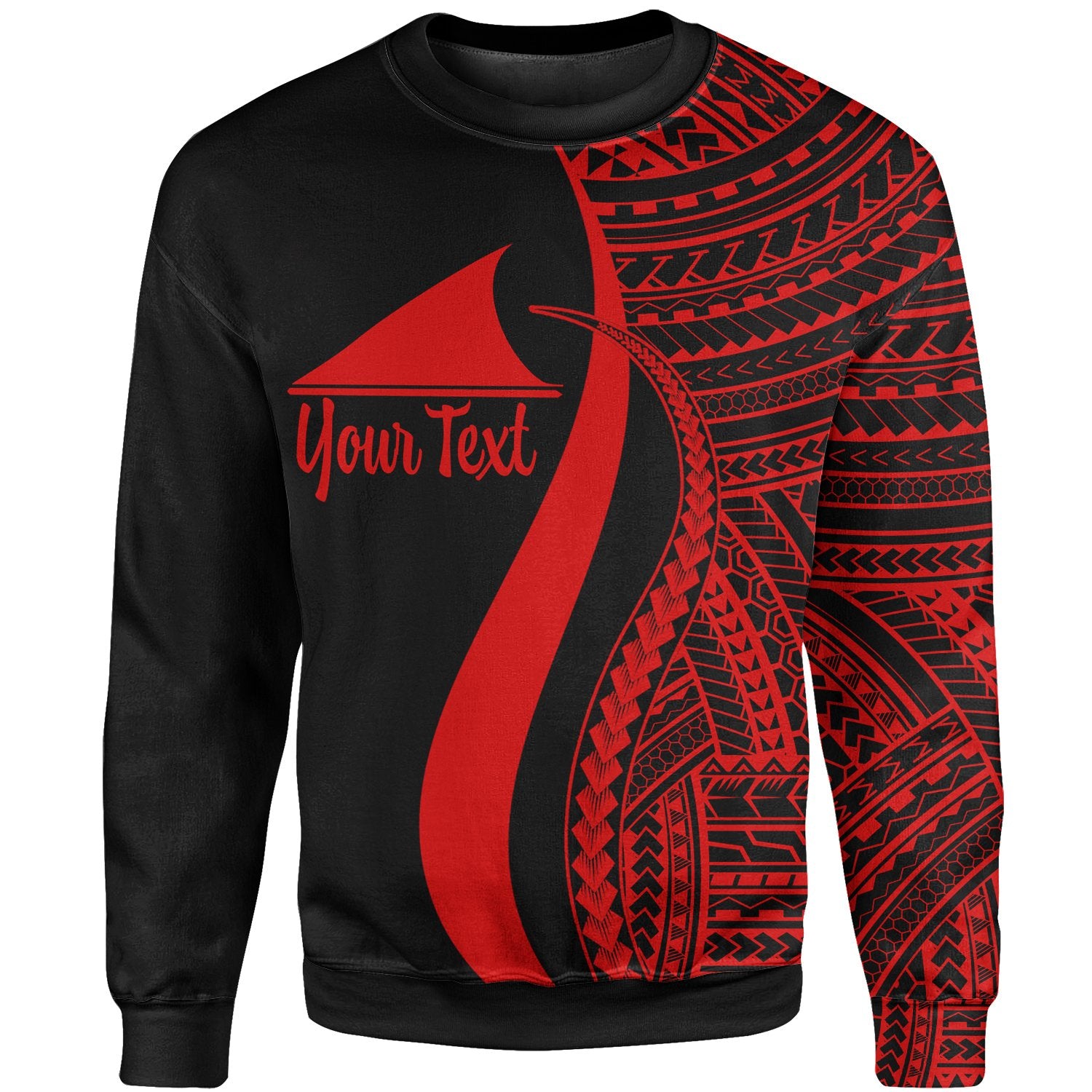 Tokelau Custom Personalised Sweatshirt - Red Polynesian Tentacle Tribal Pattern Unisex Red - Polynesian Pride