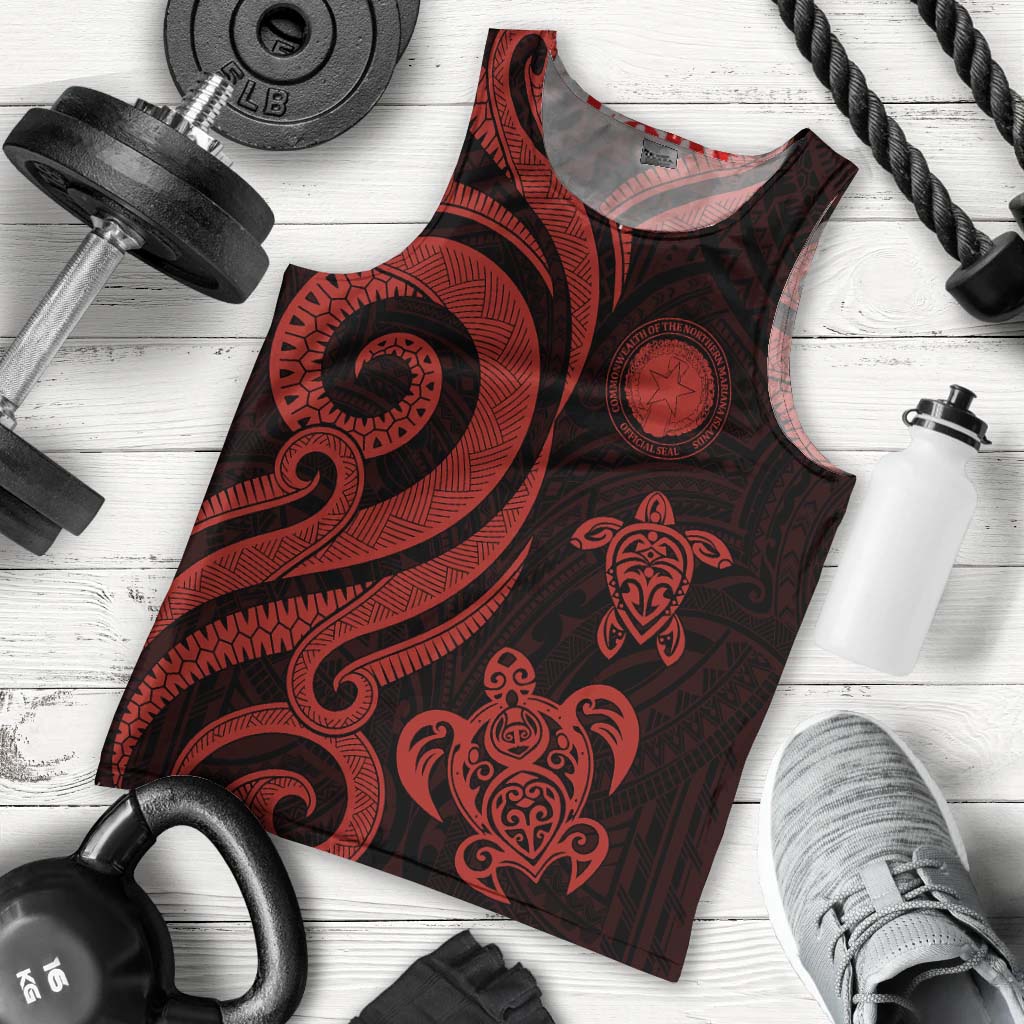 Northern Mariana Islands Men's Tank Top - Red Tentacle Turtle Red - Polynesian Pride