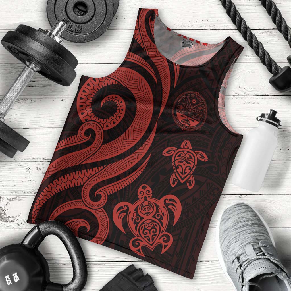Marshall Islands Men's Tank Top - Red Tentacle Turtle Crest Red - Polynesian Pride