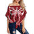 Hawaii Kanaka Polynesian Women's Off Shoulder Wrap Waist Top - Red - Bernice Style - AH Female Red - Polynesian Pride