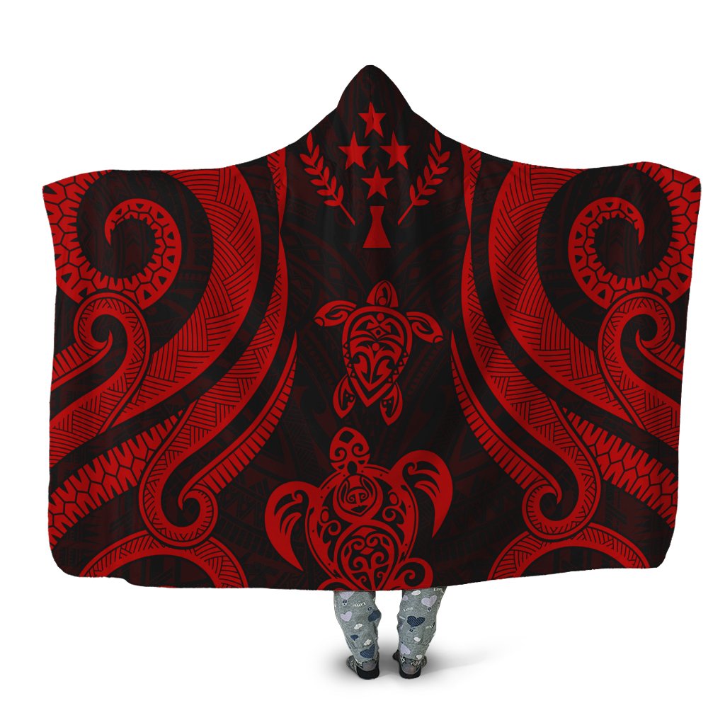 Kosrae Hooded Blanket - Red Tentacle Turtle Hooded Blanket Red - Polynesian Pride