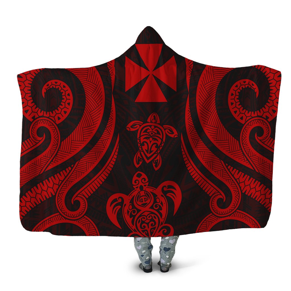 Wallis and Futuna Hooded Blanket - Red Tentacle Turtle Hooded Blanket Red - Polynesian Pride