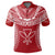 Hawaiian Kanaka Map Football Jersey Polo Shirt Red and White Roger Style - Polynesian Pride