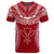 Hawaiian Kanaka Map Football Jersey T Shirt Red and White Roger Style - Polynesian Pride