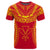 Hawaiian Kanaka Map Football Jersey T Shirt Red and Yellow Roger Style - Polynesian Pride