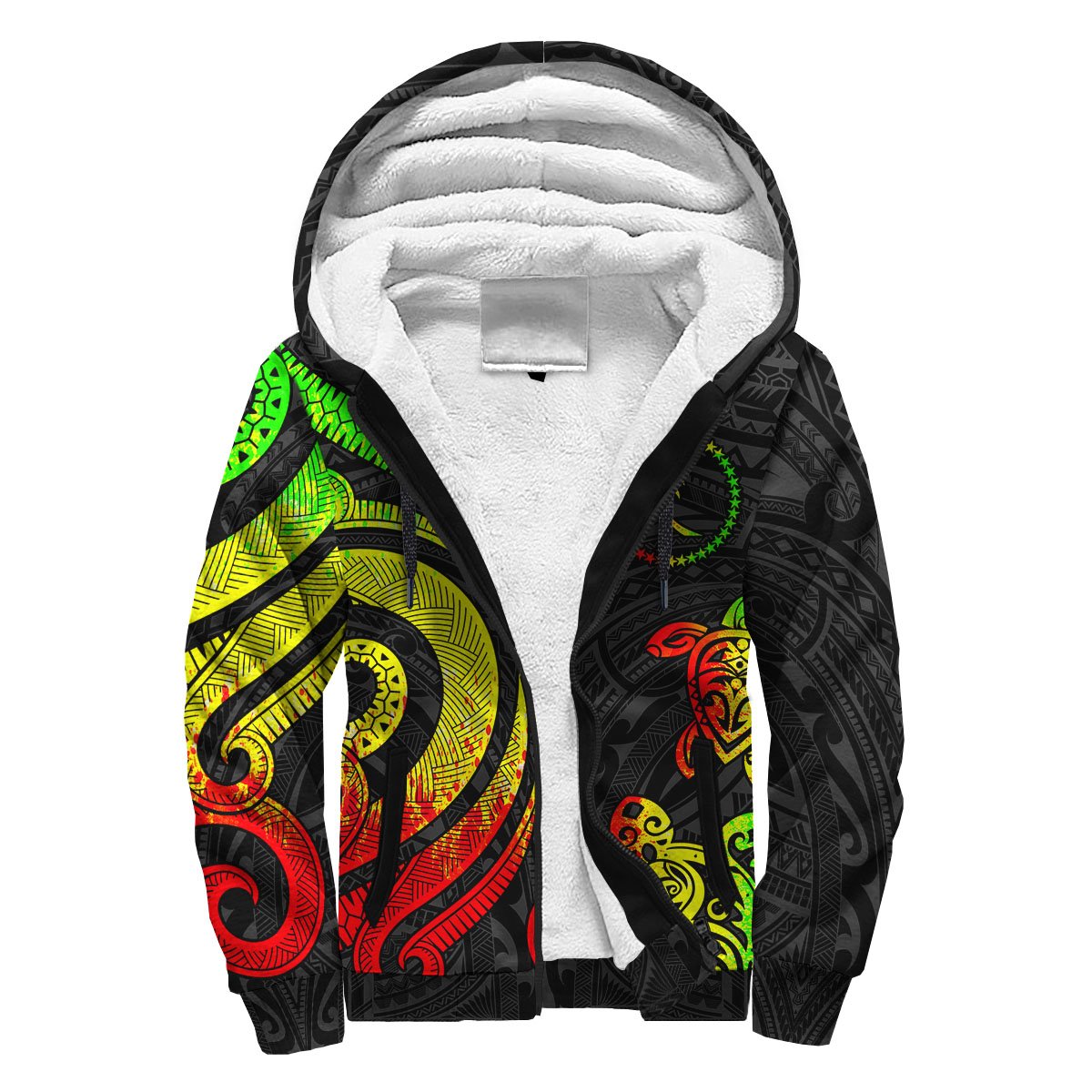 Chuuk Sherpa Hoodie - Reggae Tentacle Turtle Reggae - Polynesian Pride