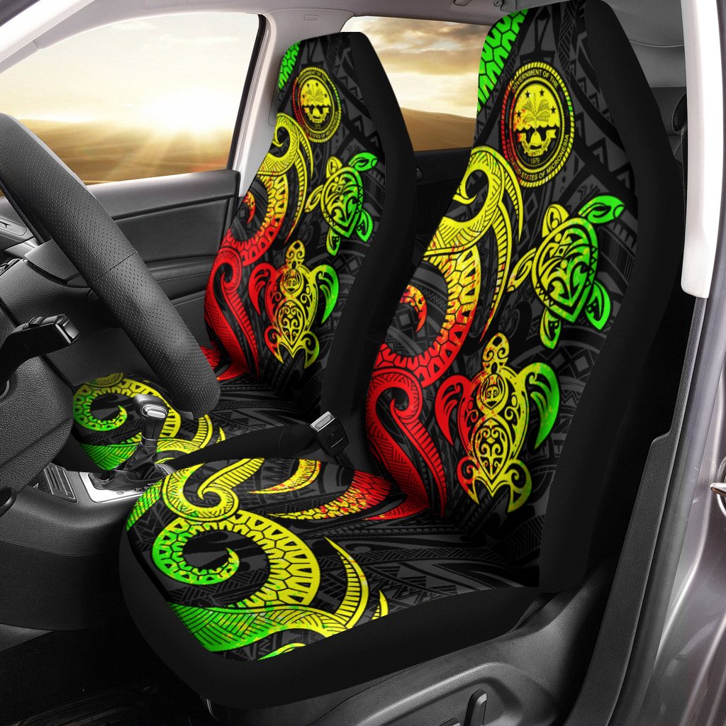 Federated States of Micronesia Car Seat Covers - Reggae Tentacle Turtle Universal Fit Reggae - Polynesian Pride