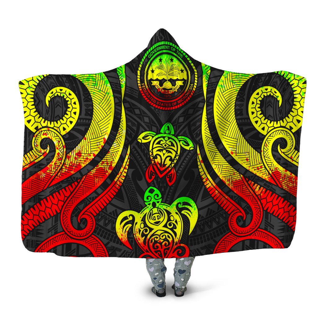 Federated States of Micronesia Hooded Blanket - Reggae Tentacle Turtle Hooded Blanket Reggae - Polynesian Pride