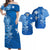 Custom Wallis et Futuna Matching Dress and Hawaiian Shirt Polynesia Blue Sea Turtle and Flowers LT13 Blue - Polynesian Pride