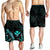 Hawaii Polynesian Men's Shorts - Turtle With Blooming Hibiscus Turquoise - Polynesian Pride