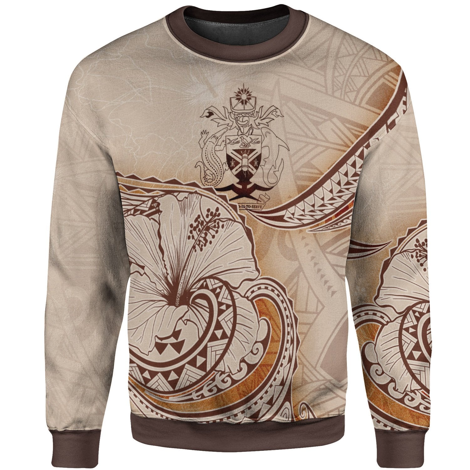 Solomon Islands Sweatshirt - Hibiscus Flowers Vintage Style Unisex Nude - Polynesian Pride