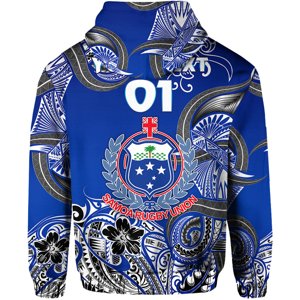 Custom Samoa Manu Zip Hoodie Rugby Unique Style Blue White LT8 - Polynesian Pride