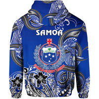 Samoa Manu Zip Hoodie Rugby Unique Style Blue White LT8 - Polynesian Pride