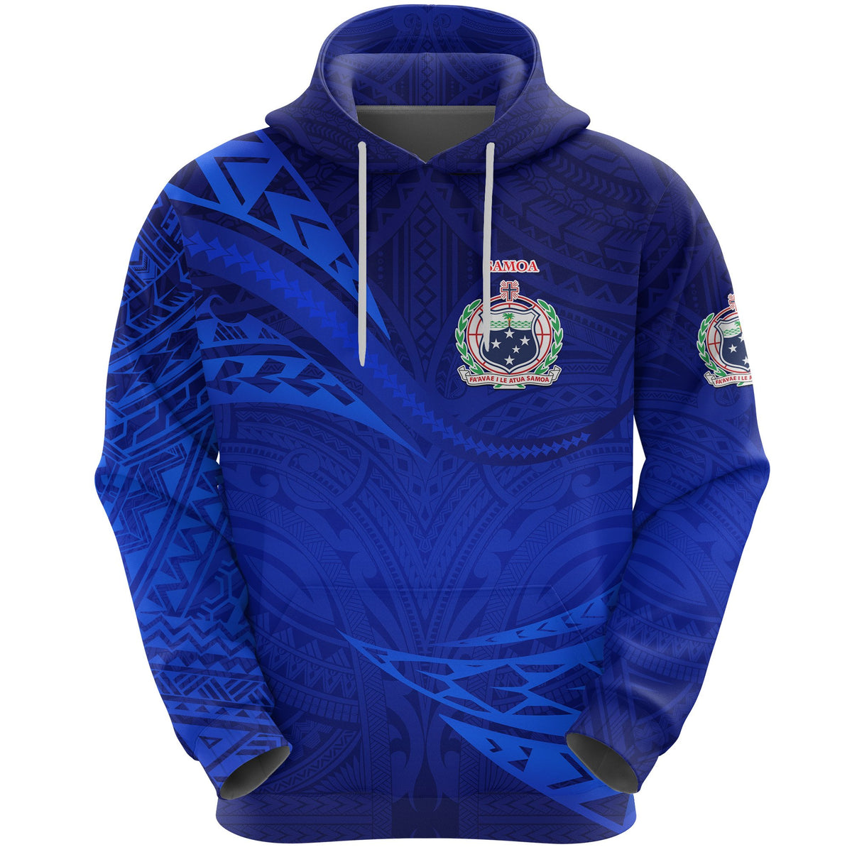Custom Manu Samoa Rugby Hoodie Unique Version Full Blue - Polynesian Pride