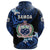 Custom Manu Samoa Rugby Zip Hoodie Unique Vibes Coat of Arms Blue - Polynesian Pride