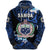 Custom Manu Samoa Rugby Hoodie Unique Vibes Coat of Arms Blue, Custom Text and Number - Polynesian Pride