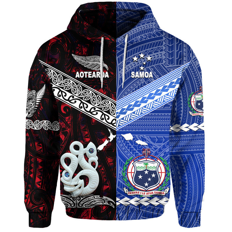 Samoa and New Zealand Hoodie Together Red LT8 Red - Polynesian Pride