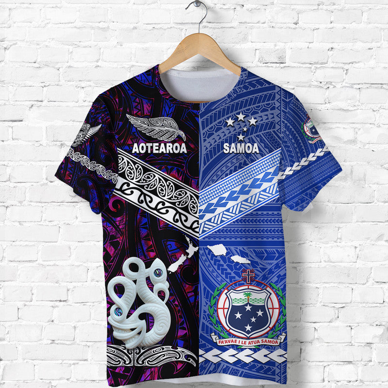 Samoa And New Zealand T Shirt Together Purple LT8 Purple - Polynesian Pride