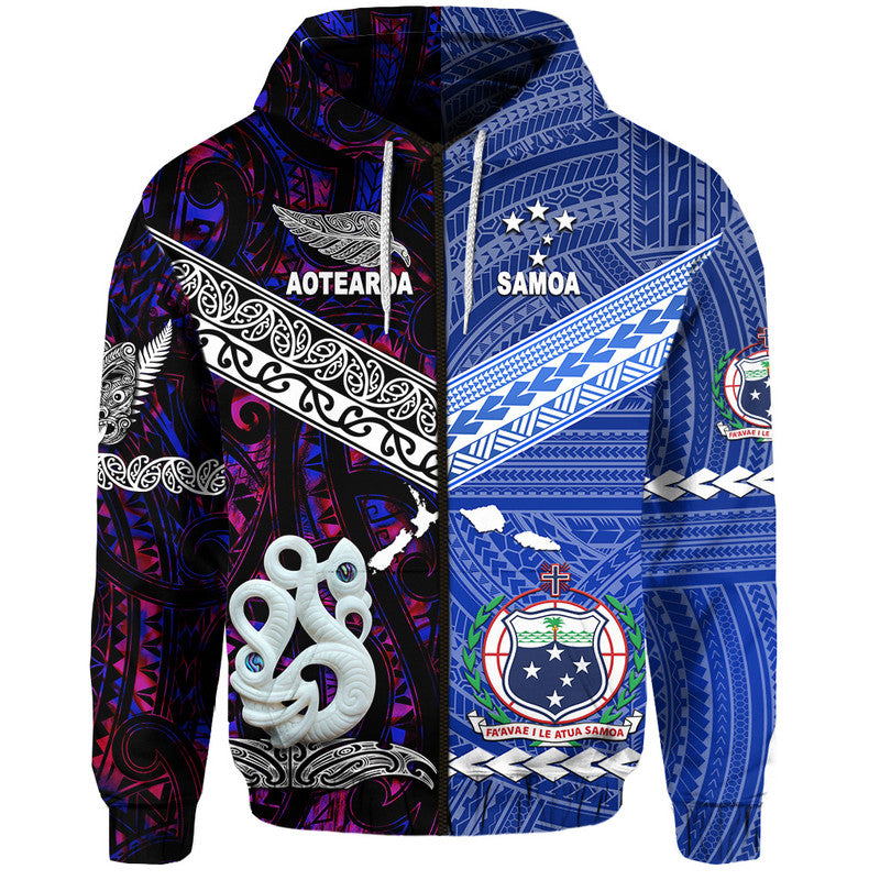 Samoa and New Zealand Hoodie Together Purple LT8 - Polynesian Pride