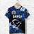 Custom Manu Samoa Rugby T Shirt Unique Vibes Blue, Custom Text and Number - Polynesian Pride