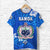 Custom Manu Samoa Rugby T Shirt Unique Vibes Coat of Arms Full Blue, Custom Text and Number - Polynesian Pride