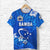 Custom Manu Samoa Rugby T Shirt Unique Vibes Full Blue, Custom Text and Number - Polynesian Pride