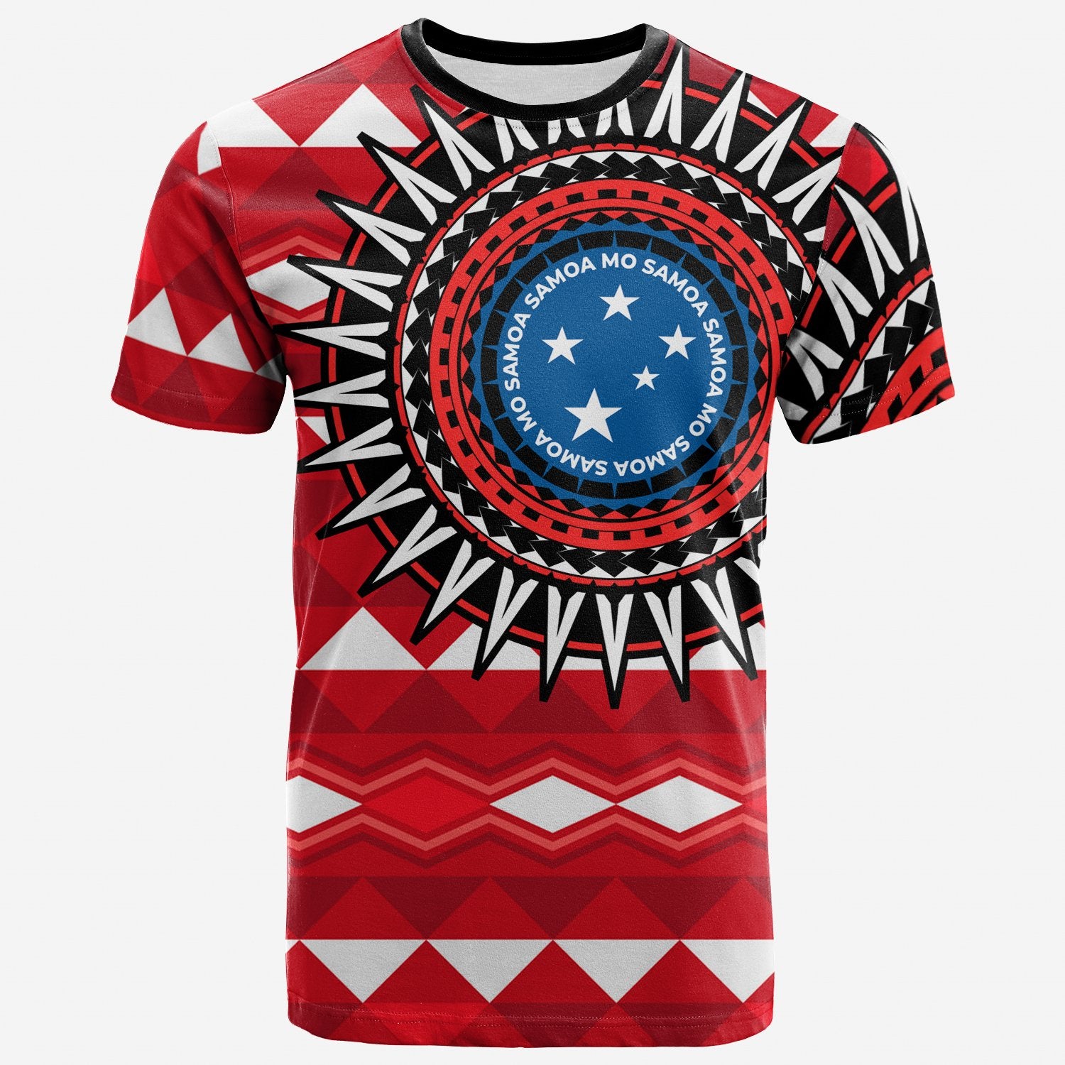 Samoa T Shirt Polynesian Red Tribal Seamless Pattern Unisex Red - Polynesian Pride