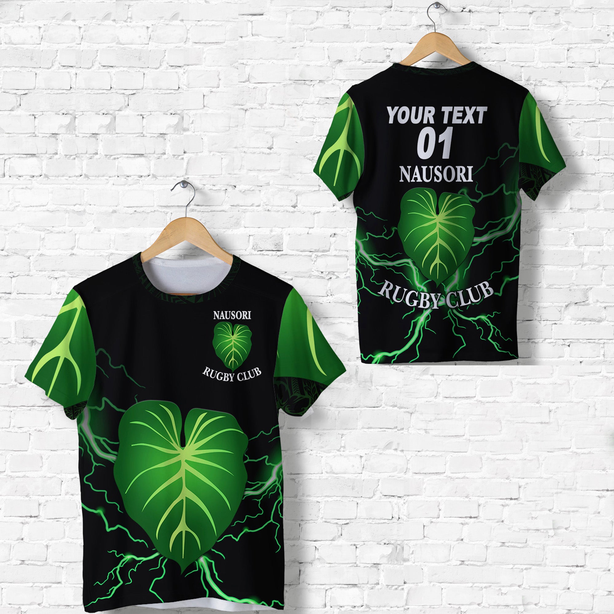 Custom Fiji Nausori Rugby T Shirt Simple Style, Custom Text and Number LT8 Unisex Black - Polynesian Pride