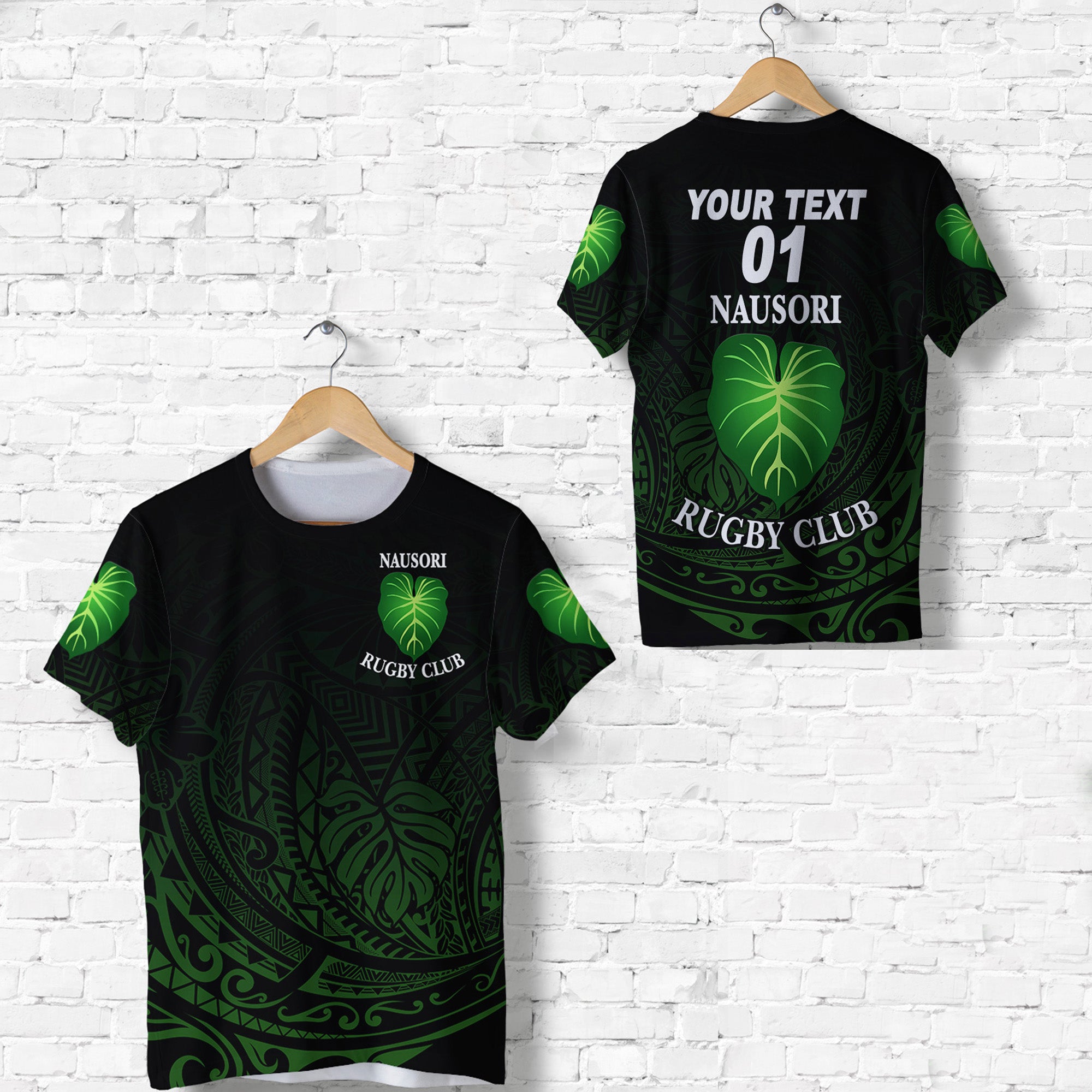 Custom Fiji Nausori Rugby T Shirt Original Style, Custom Text and Number LT8 Unisex Black - Polynesian Pride