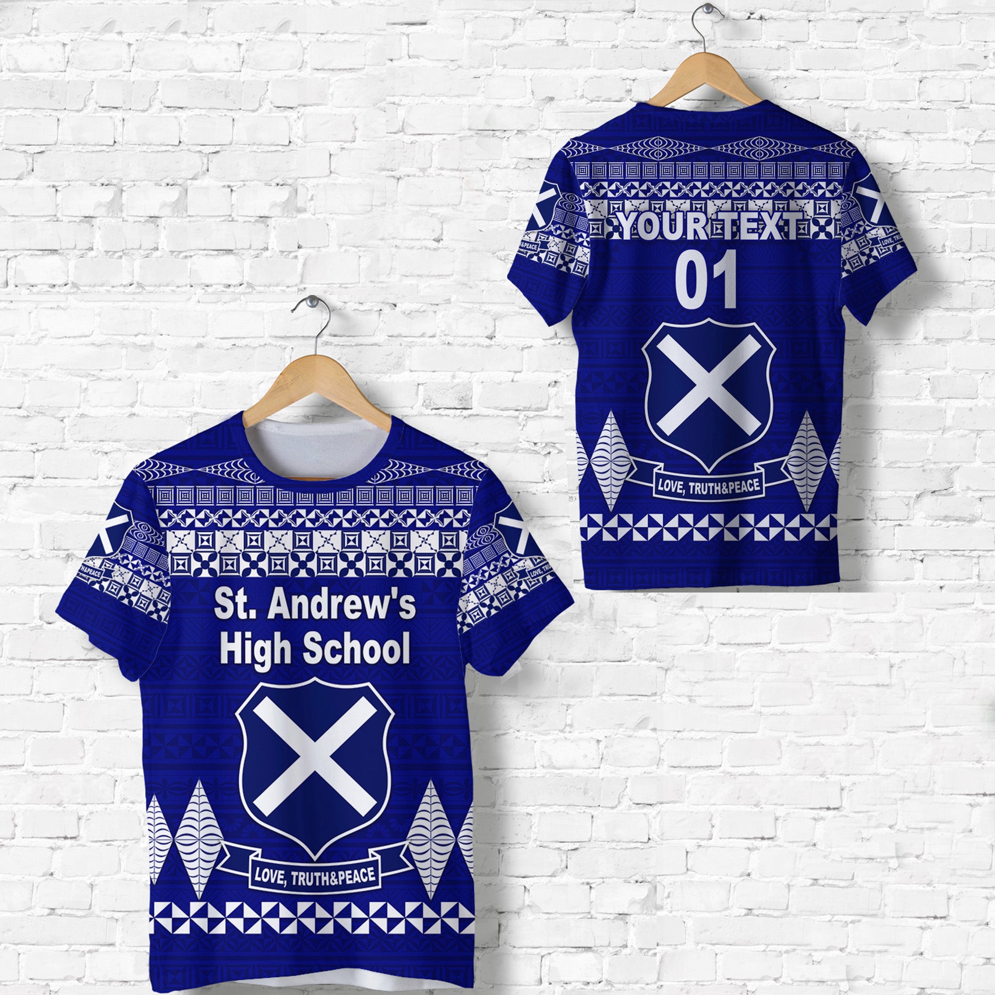 Custom St. andrews High School T Shirt Simple Tongan Kupesi LT8 - Polynesian Pride