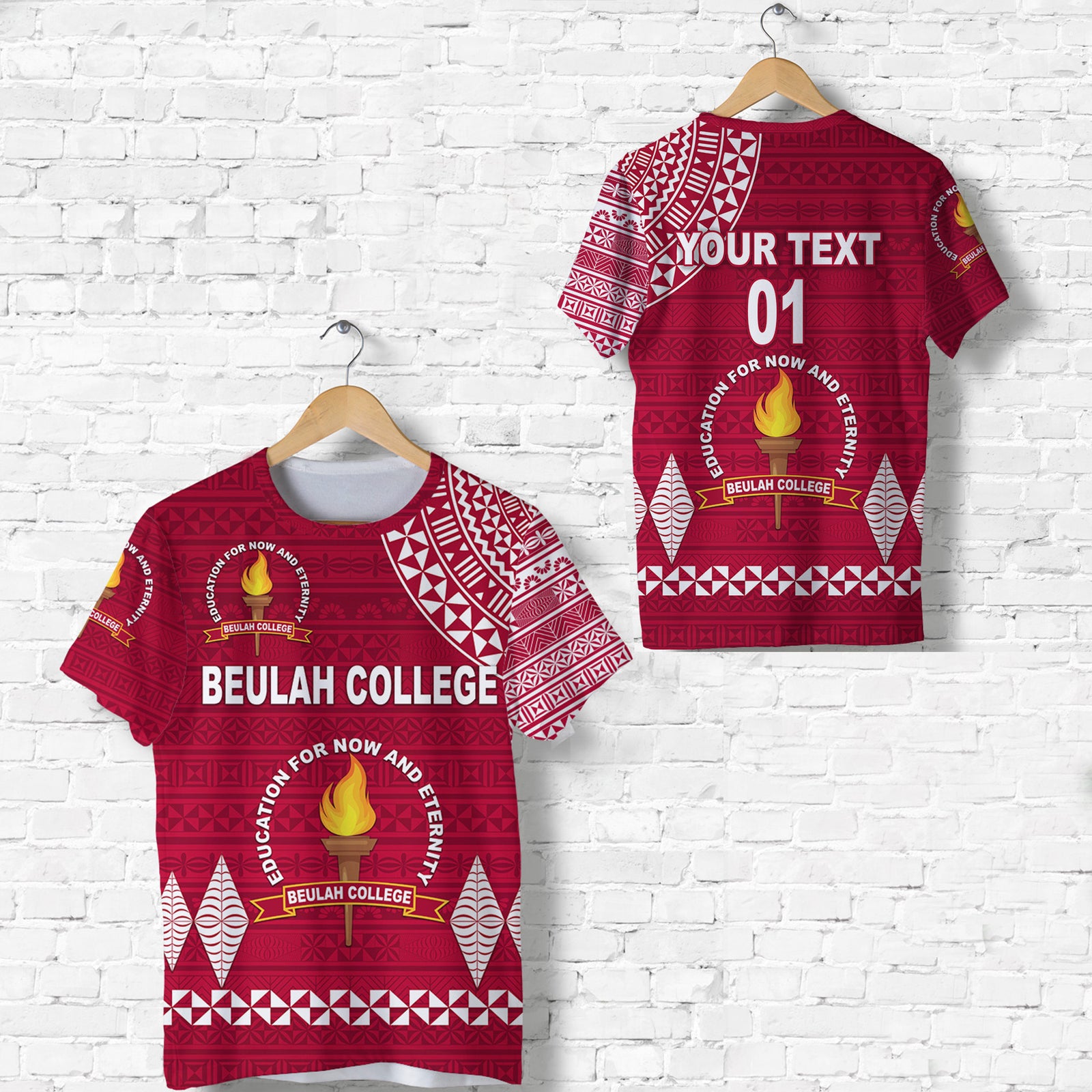 Custom Tonga Beulah College T Shirt Simple Style, Custom Text and Number LT8 Maroon - Polynesian Pride