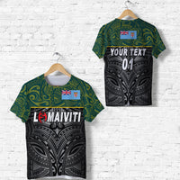 Custom Fiji Lomaiviti Rugby T Shirt Original Style, Custom Text and Number LT8 Green - Polynesian Pride