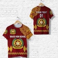 Custom Tonga Vavau High School T Shirt Simple Style Maroon, Custom Text and Number LT8 Maroon - Polynesian Pride