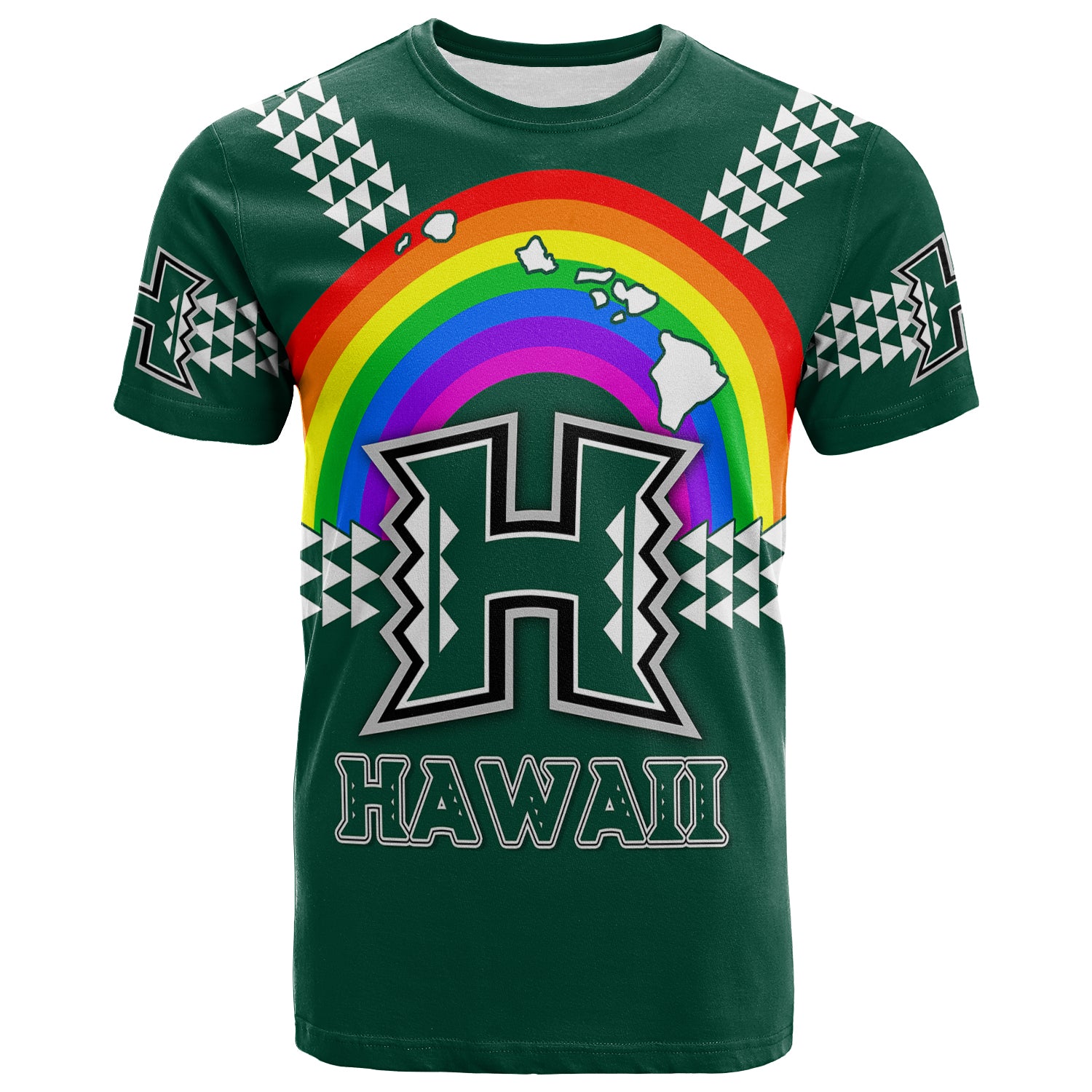 Hawaii Rainbow Warriors T Shirt LT4 Unisex Green - Polynesian Pride