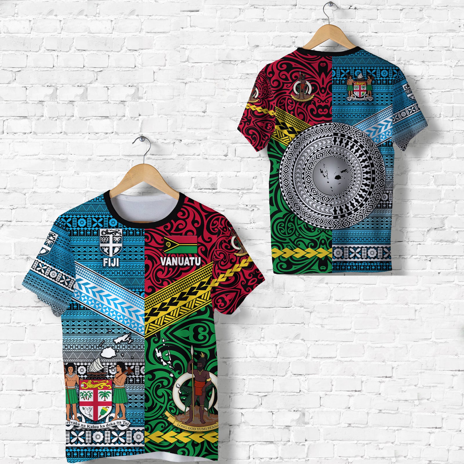 Vanuatu Fiji T Shirt Together Bright Color LT8 Unisex Red - Polynesian Pride