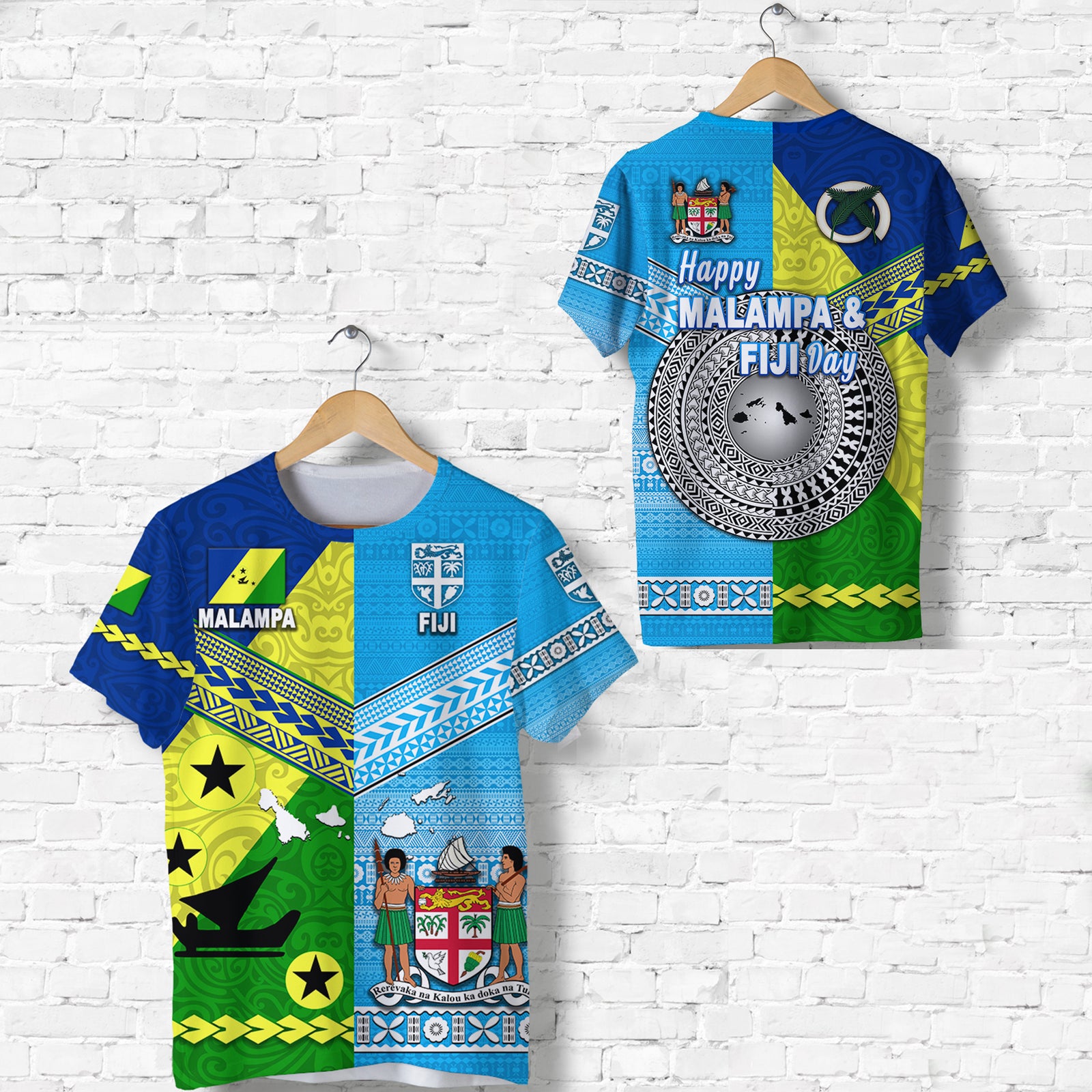 Happy Vanuatu Malampa Province and Fiji Day T Shirt Together LT8 Unisex Blue - Polynesian Pride