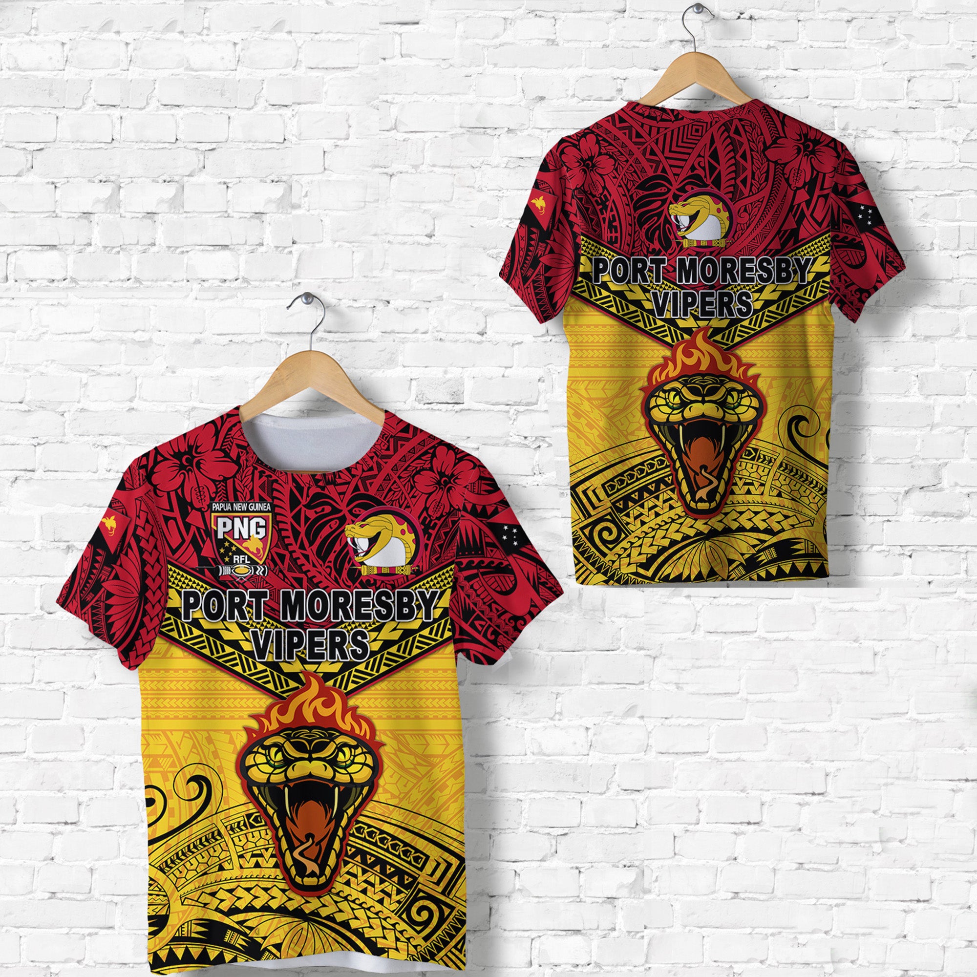 Papua New Guinea Port Moresby Vipers T Shirt Rugby Original Style Red LT8 Unisex Red - Polynesian Pride